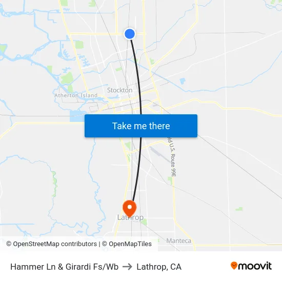 Hammer Ln & Girardi Fs/Wb to Lathrop, CA map