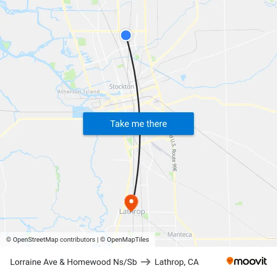 Lorraine Ave & Homewood Ns/Sb to Lathrop, CA map