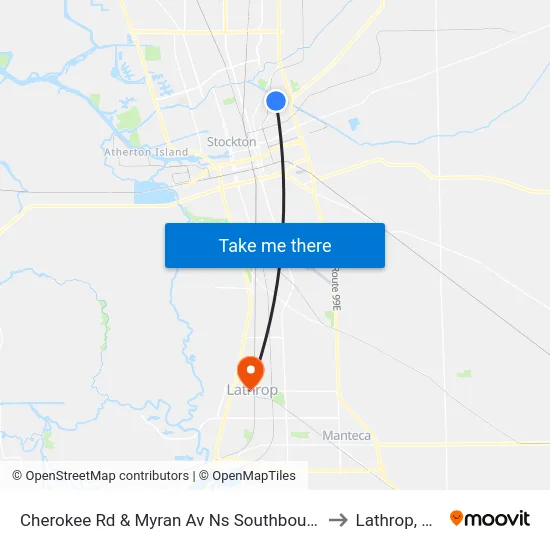 Cherokee Rd & Myran Av Ns Southbound to Lathrop, CA map