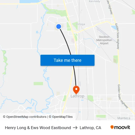 Henry Long & Ews Wood Eastbound to Lathrop, CA map