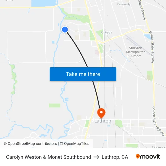 Carolyn Weston & Monet Southbound to Lathrop, CA map