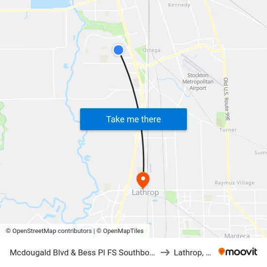 Mcdougald Blvd & Bess Pl FS Southbound to Lathrop, CA map