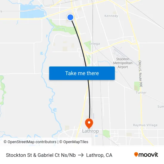 Stockton St & Gabriel Ct Ns/Nb to Lathrop, CA map