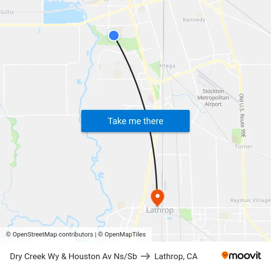 Dry Creek Wy & Houston Av Ns/Sb to Lathrop, CA map