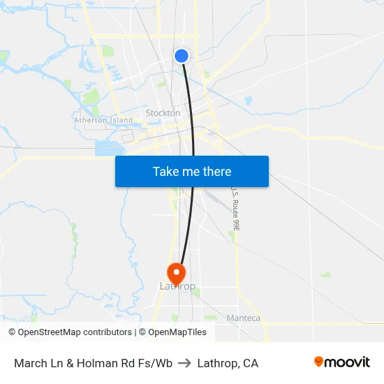 March Ln & Holman Rd Fs/Wb to Lathrop, CA map