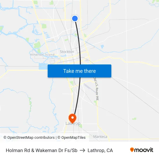 Holman Rd & Wakeman Dr Fs/Sb to Lathrop, CA map