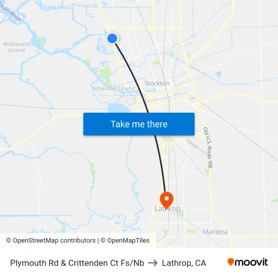 Plymouth Rd & Crittenden Ct Fs/Nb to Lathrop, CA map