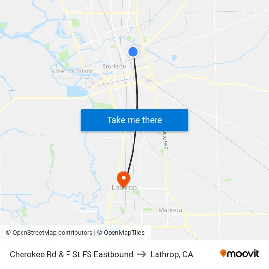 Cherokee Rd & F St FS Eastbound to Lathrop, CA map