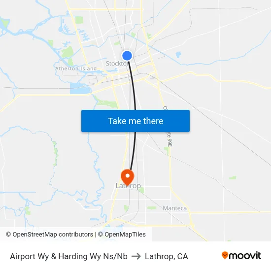 Airport Wy & Harding Wy Ns/Nb to Lathrop, CA map