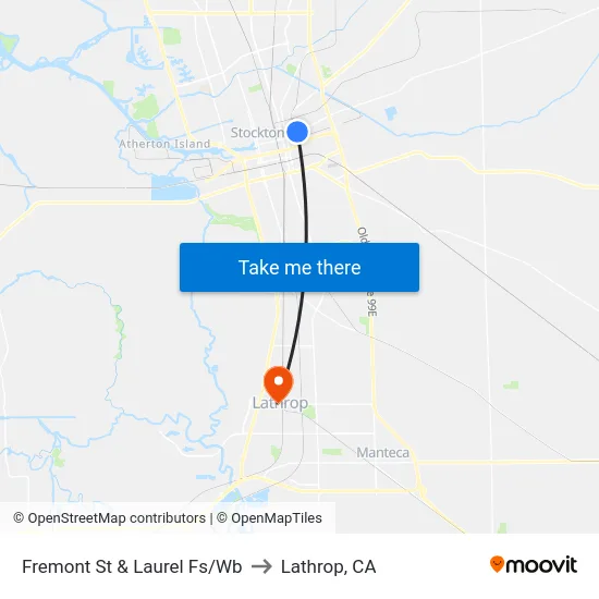 Fremont St & Laurel Fs/Wb to Lathrop, CA map
