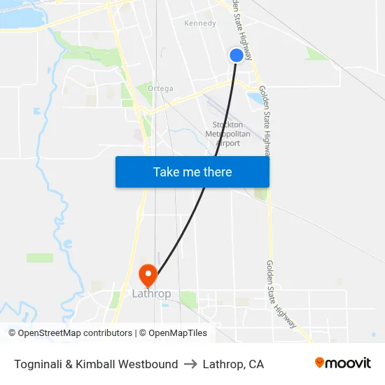 Togninali & Kimball Westbound to Lathrop, CA map