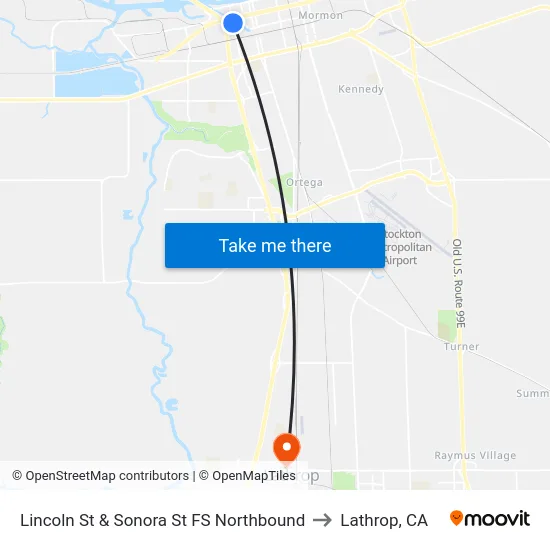 Lincoln St & Sonora St FS Northbound to Lathrop, CA map