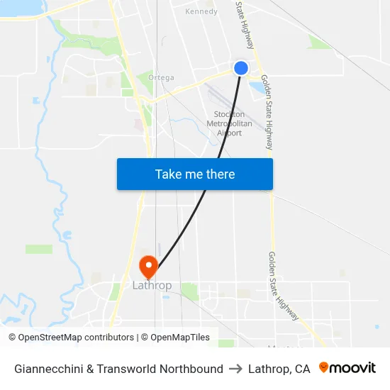 Giannecchini & Transworld Northbound to Lathrop, CA map