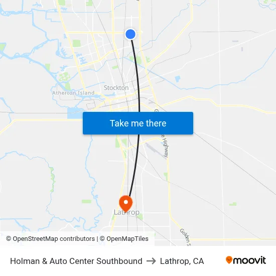 Holman & Auto Center Southbound to Lathrop, CA map