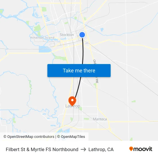 Filbert St & Myrtle FS Northbound to Lathrop, CA map