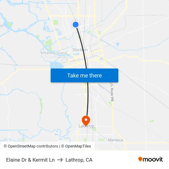 Elaine Dr & Kermit Ln to Lathrop, CA map
