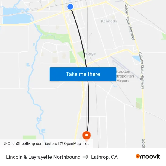 Lincoln & Layfayette Northbound to Lathrop, CA map