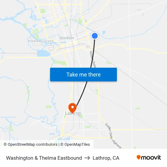 Washington & Thelma Eastbound to Lathrop, CA map