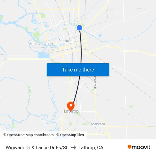 Wigwam Dr & Lance Dr Fs/Sb to Lathrop, CA map
