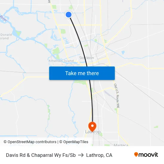 Davis Rd & Chaparral Wy Fs/Sb to Lathrop, CA map