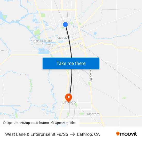 West Lane & Enterprise St Fs/Sb to Lathrop, CA map