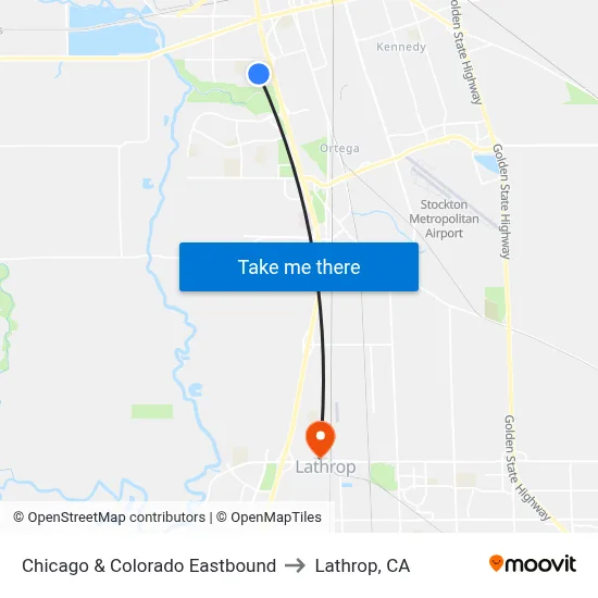 Chicago & Colorado Eastbound to Lathrop, CA map