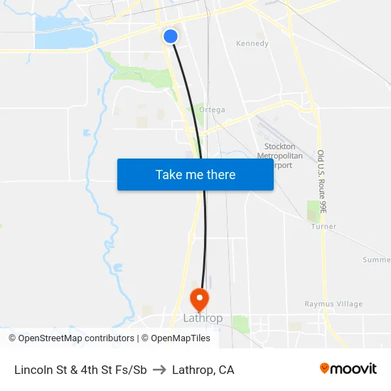 Lincoln St & 4th St Fs/Sb to Lathrop, CA map