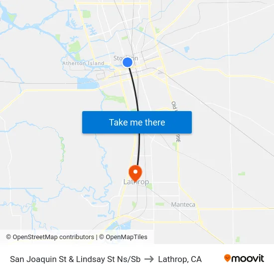 San Joaquin St & Lindsay St Ns/Sb to Lathrop, CA map