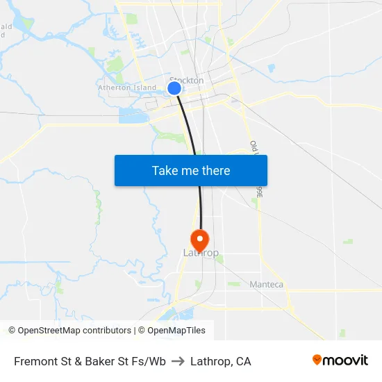 Fremont St & Baker St Fs/Wb to Lathrop, CA map