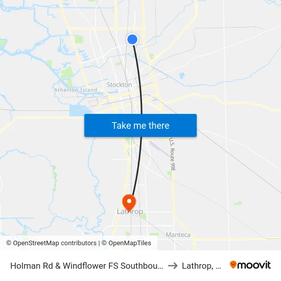 Holman Rd & Windflower FS Southbound to Lathrop, CA map