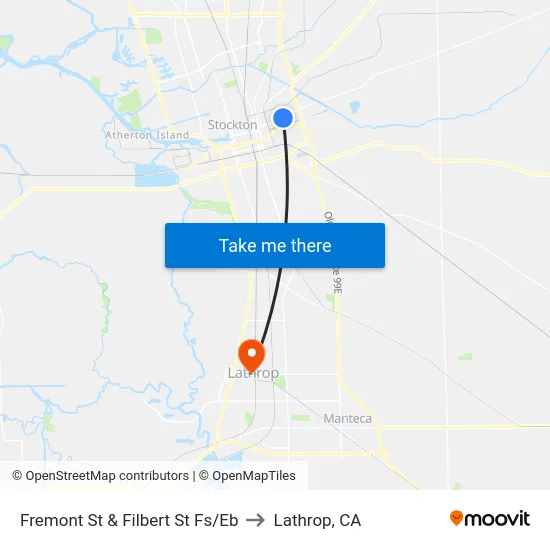 Fremont St & Filbert St Fs/Eb to Lathrop, CA map
