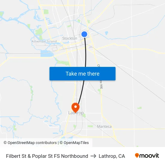 Filbert St & Poplar St FS Northbound to Lathrop, CA map