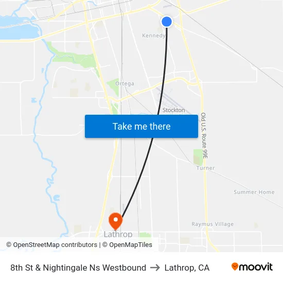 8th St & Nightingale Ns Westbound to Lathrop, CA map