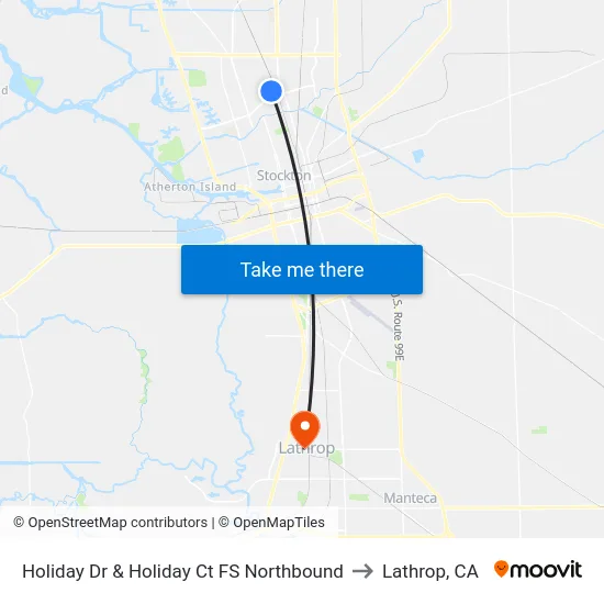 Holiday Dr & Holiday Ct FS Northbound to Lathrop, CA map
