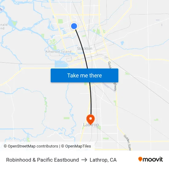Robinhood & Pacific Eastbound to Lathrop, CA map