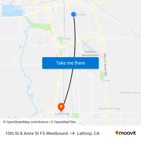10th St & Anne St FS Westbound to Lathrop, CA map