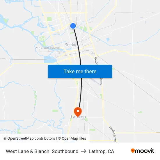 West Lane & Bianchi Southbound to Lathrop, CA map