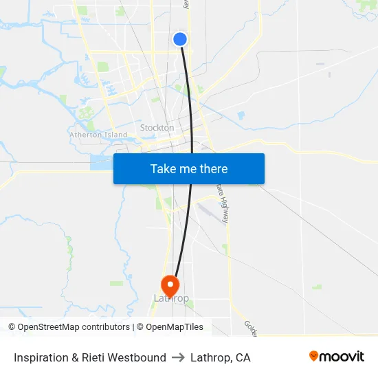 Inspiration & Rieti Westbound to Lathrop, CA map
