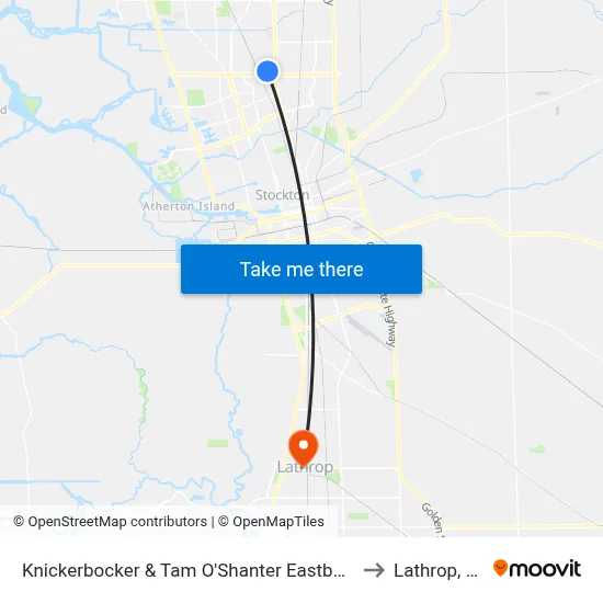 Knickerbocker & Tam O'Shanter Eastbound to Lathrop, CA map