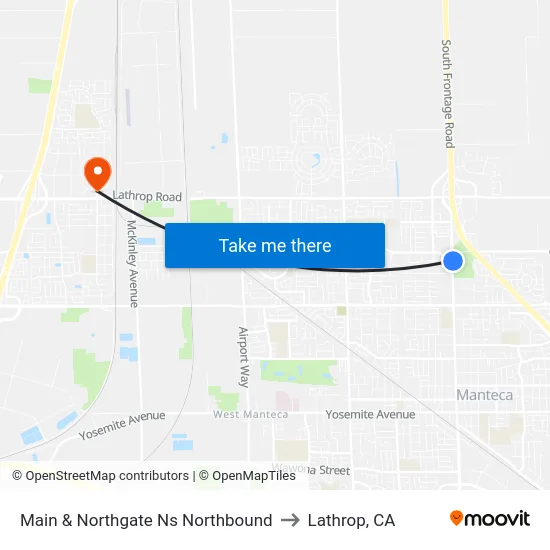 Main & Northgate Ns Northbound to Lathrop, CA map