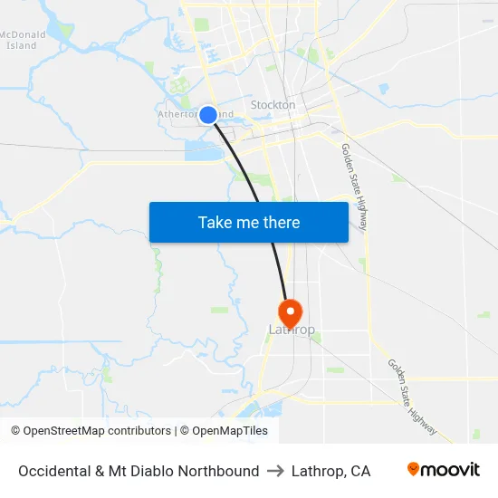 Occidental & Mt Diablo Northbound to Lathrop, CA map