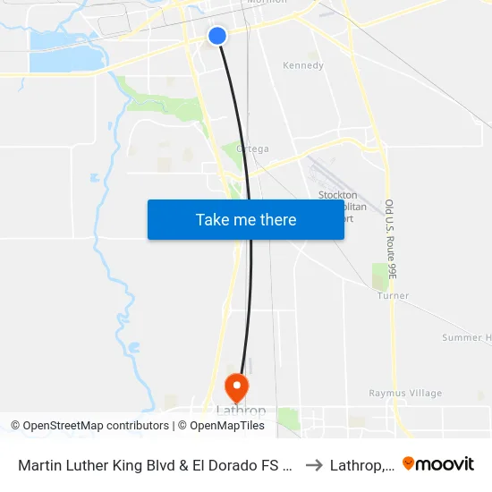 Martin Luther King Blvd & El Dorado FS Eastbound to Lathrop, CA map