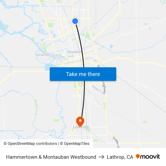 Hammertown & Montauban Westbound to Lathrop, CA map