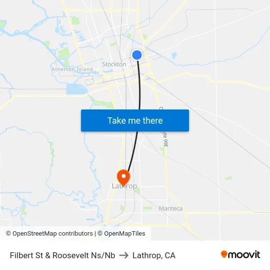 Filbert St & Roosevelt Ns/Nb to Lathrop, CA map