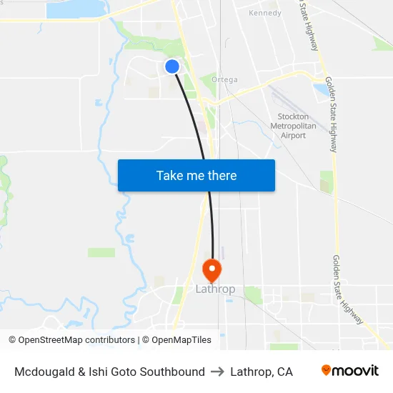 Mcdougald & Ishi Goto Southbound to Lathrop, CA map