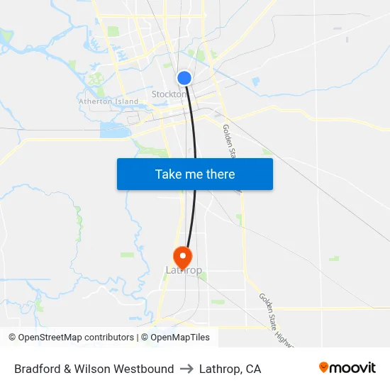 Bradford & Wilson Westbound to Lathrop, CA map