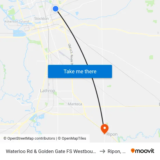 Waterloo Rd & Golden Gate FS Westbound to Ripon, CA map