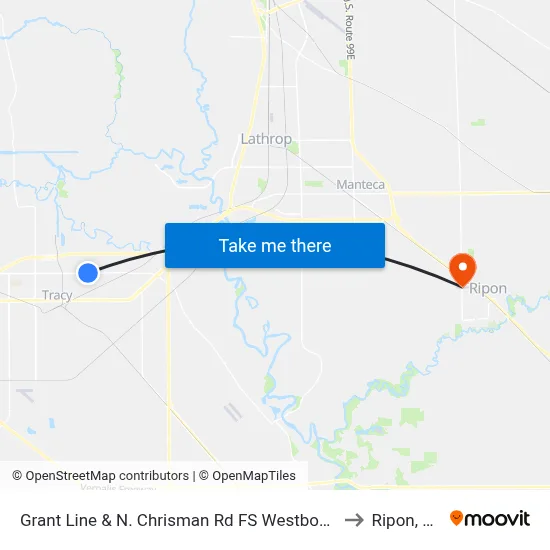 Grant Line & N. Chrisman Rd FS Westbound to Ripon, CA map