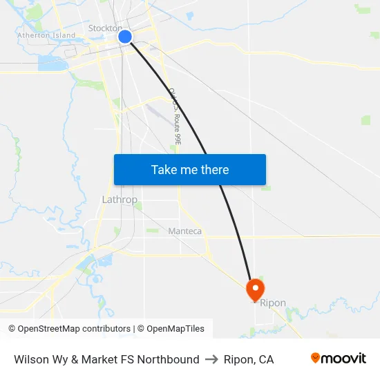 Wilson Wy & Market FS Northbound to Ripon, CA map