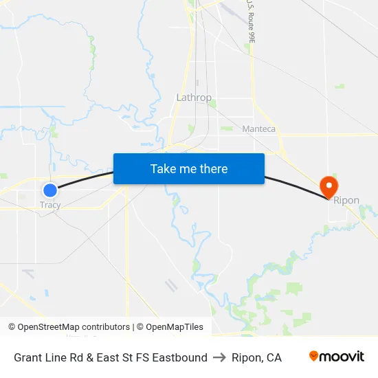 Grant Line Rd & East St FS Eastbound to Ripon, CA map